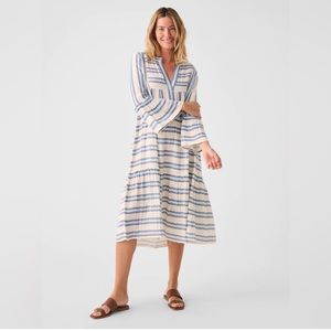NWT Faherty Vida Dress Blue Baja XS